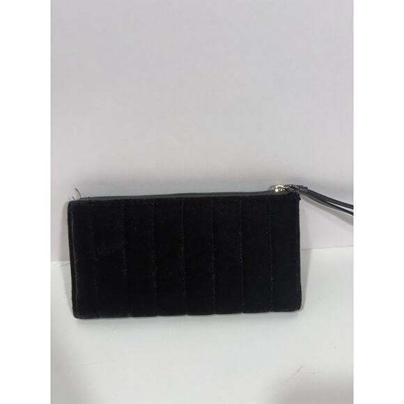 VICTORIAS SECRET VELVET STUDDED CLUTCH WRISTLET WALLET PURSE BLACK GOLD‎ - Picture 2 of 7